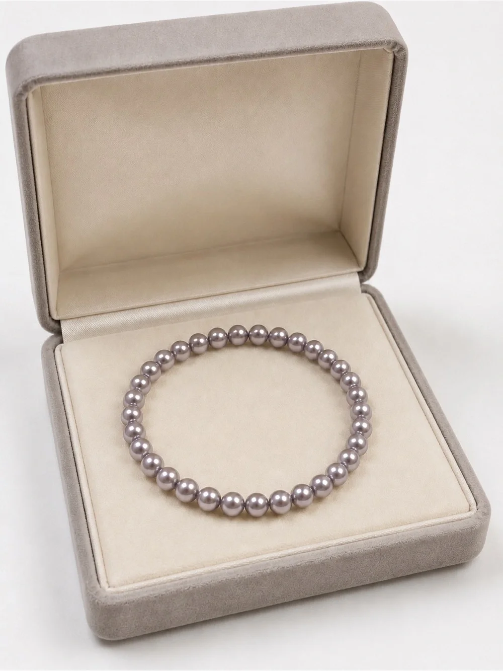 Pewter Swarovski Crystal Pearl Stretch Bracelet